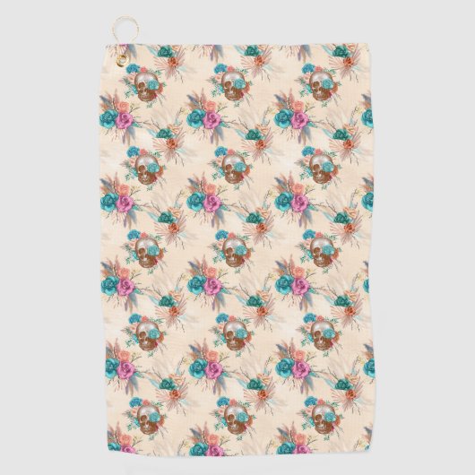 Boho Schedel Serie Design 3 Golfhanddoek (Voorkant)
