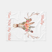 BoHo Schedel Waterverf Custom Fleece Deken NAAM (Voorkant (Horizontaal))