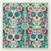 Boho Schedelsuikers Glazen Onderzetter (Voorkant)