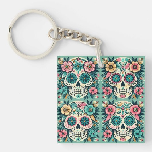 Boho Schedelsuikers Sleutelhanger (Voorkant)