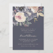 Boho schemerig donkerpaarse bloemige script bruilo kaart (Voorkant)