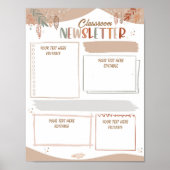 Boho school nieuwsbrief bewerkbare sjabloon poster (Voorkant)