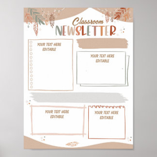 Boho school nieuwsbrief bewerkbare sjabloon poster