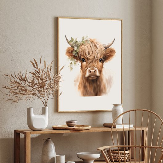 Boho Schotse Hoogland Koe Kunstprint Poster