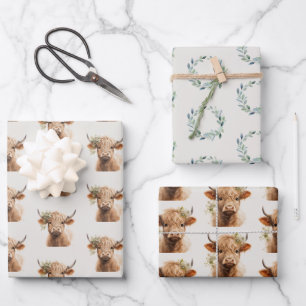 Boho Schotse Koe Inpakpapier Vel