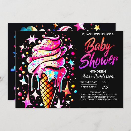 Boho Scoop Delight Baby shower Kaart (Voorkant / Achterkant)