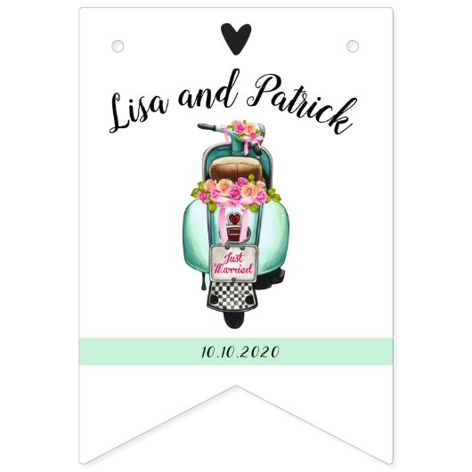 Boho scooter bruiloft vlaggen vlaggetjes (Tweede vlag)