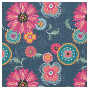 Boho Scribble Print Fabric Stof