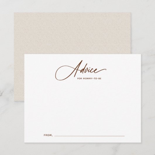 Boho Script Baby shower Advice Card Briefkaart (Voorkant / Achterkant)