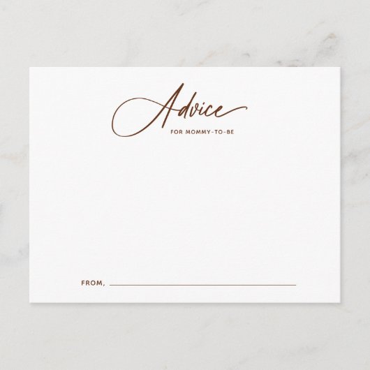 Boho Script Baby shower Advice Card Briefkaart (Voorkant)