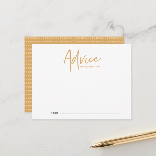 Boho Script Baby shower Advice Card Briefkaart (Voorkant / Achterkant in situ)