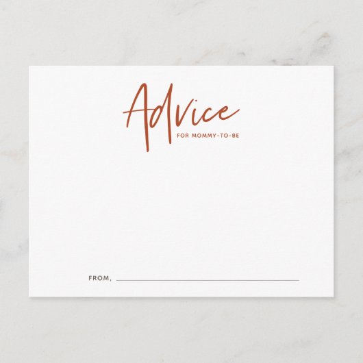 Boho Script Baby shower Advice Card Briefkaart (Voorkant)