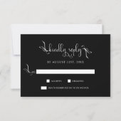 Boho Script Black Wedding Kindly Replay RSVP-kaart RSVP Kaartje (Voorkant)