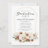 Boho Script Bloemen Afstuderen Party Uitnodiging (Voorkant)