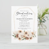 Boho Script Bloemen Afstuderen Party Uitnodiging (Staand voorkant)