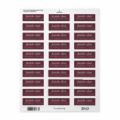 Boho Script Burgundy Ivoorkleurig Trouw Retouradre Etiket (Full Sheet)