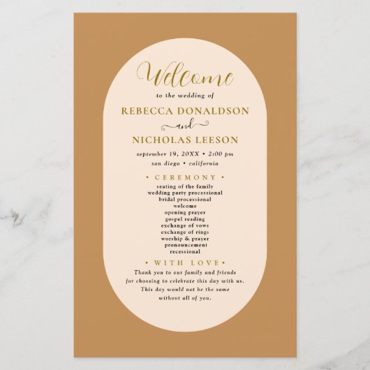 Boho Script Calligraphy Wedding Program (Voorkant)