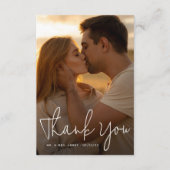 Boho Script & Classic Typografie Foto Bruiloft Bedankkaart (Voorkant)