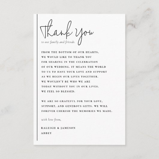 Boho Script & Classic Typografie Foto Bruiloft Bedankkaart (Achterkant)