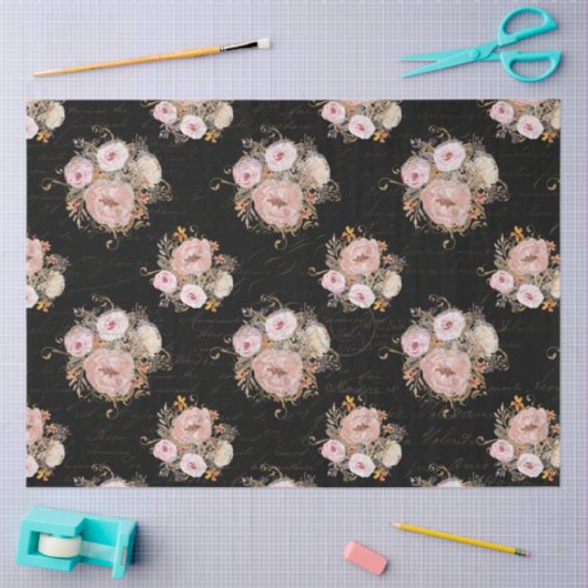 BOHO Script Ephemera Floral Waterverf Ontkoppeling Tissuepapier (Craft)