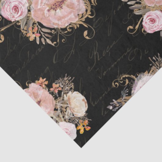 BOHO Script Ephemera Floral Waterverf Ontkoppeling Tissuepapier (Detail)