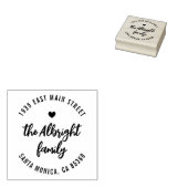 Boho Script Familienaam Hart Ronde Retouradres Rubberstempel (Gestempeld)