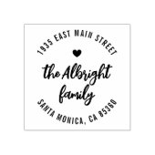 Boho Script Familienaam Hart Ronde Retouradres Rubberstempel (Afrduk)