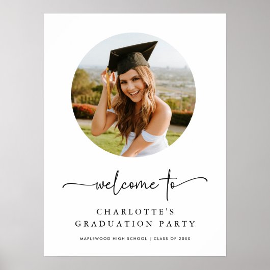 Boho Script Foto Afstudeer Welkomstbord Poster (Voorkant)