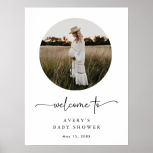 Boho Script Foto Baby shower Welkomstbord Poster