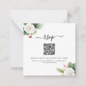 Boho Script Greenery QR Code Wedding RSVP Kaarten Notitiekaartje (Voorkant)