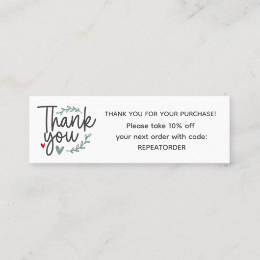 Boho script handgeschreven bedankt logo mini visitekaartje (Voorkant)