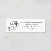 Boho script handwriting thank you logo mini visitekaartje (Voorkant)