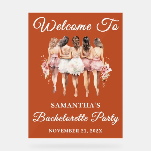 Boho Script Herfst vrijgezellenfeest welkom Acryl Bord (Voorkant)