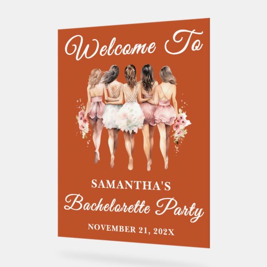 Boho Script Herfst vrijgezellenfeest welkom Acryl Bord (Hoek)