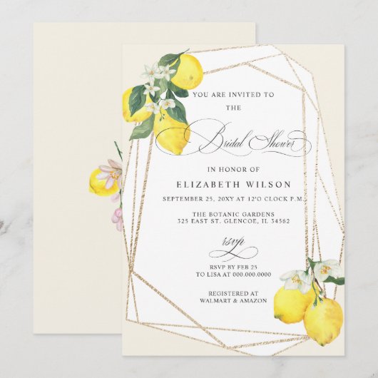 Boho Script Lemon Citrus Zomer Vrijgezellenfeest Kaart (Voorkant / Achterkant)