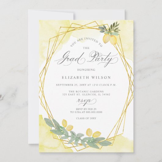 Boho Script Lemon Zomer Foto Afstuderen Kaart (Voorkant)