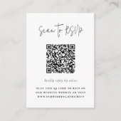 Boho Script Moderne QR Code Foto Bruiloft RSVP Informatiekaartje (Voorkant)