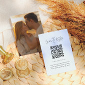 Boho Script Moderne QR Code Foto Huwelijksreactie Informatiekaartje