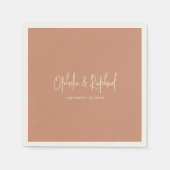 Boho Script Namen Datum Terracotta bruiloft Servet (Voorkant)