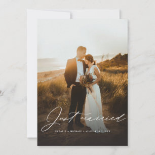 Boho Script Net gehuwde Elopement Weddenfoto Aankondiging