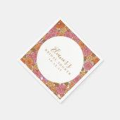 Boho Script Ochre Roze Bloemige Bruiloft Custom Servet (Hoek)