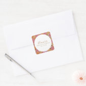 Boho Script Oker Roze Bloemige Bruidsdouche Custom Vierkante Sticker (Envelop)