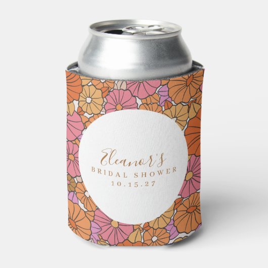 Boho Script Oker Roze Bloemstuk Bruidsdouche Custo Blikjeskoeler (Blikje Voorkant)