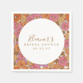 Boho Script Oker Roze Bloemstuk Bruidsfeest Aangep Servet (Voorkant)