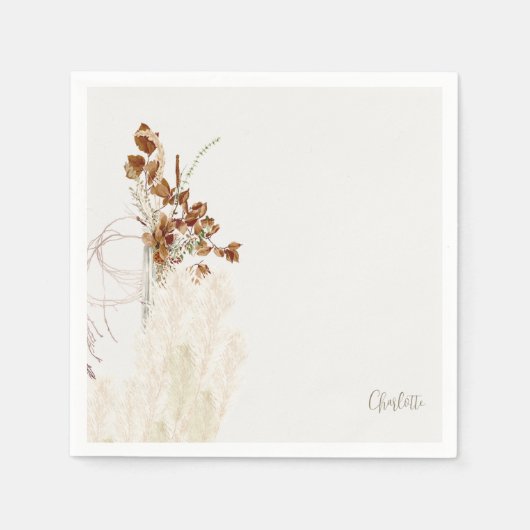 Boho Script Pampas Vrijgezellenfeest Cocktail Servet (Voorkant)