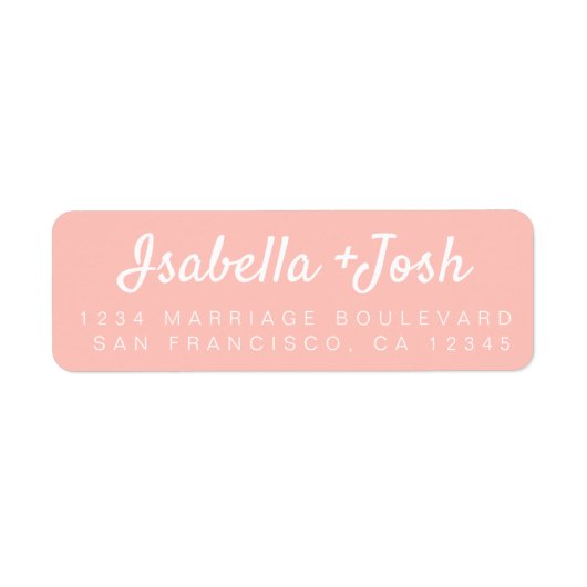 Boho Script Pastel Roze Trouw Retouradres Etiket (Voorkant)