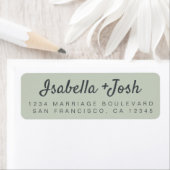 Boho Script Pastelgroene Huwelijks Retouradres Etiket (Insitu)