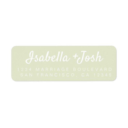 Boho Script Pastelgroene Huwelijksretouradres Etiket (Voorkant)