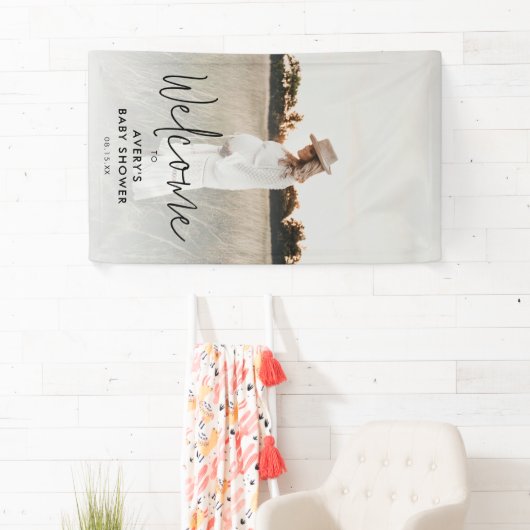 Boho Script Photo Baby shower Welkom Spandoek (Insitu)
