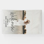 Boho Script Photo Baby shower Welkom Spandoek (Horizontaal)